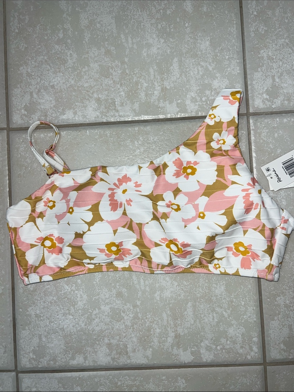 Raisins Juniors' Shine On Printed One-Shoulder Bikini Top Size Large